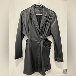 ZARA Faux Leather Blazer Dress with Cut outs